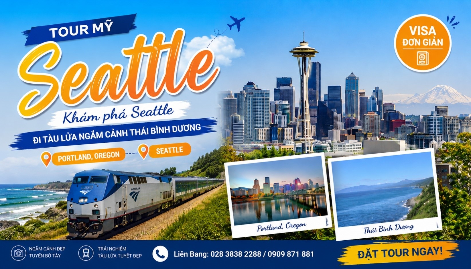TOUR SEATTLE - ĐI TÀU LỬA NGẮM CẢNH THÁI BÌNH DƯƠNG